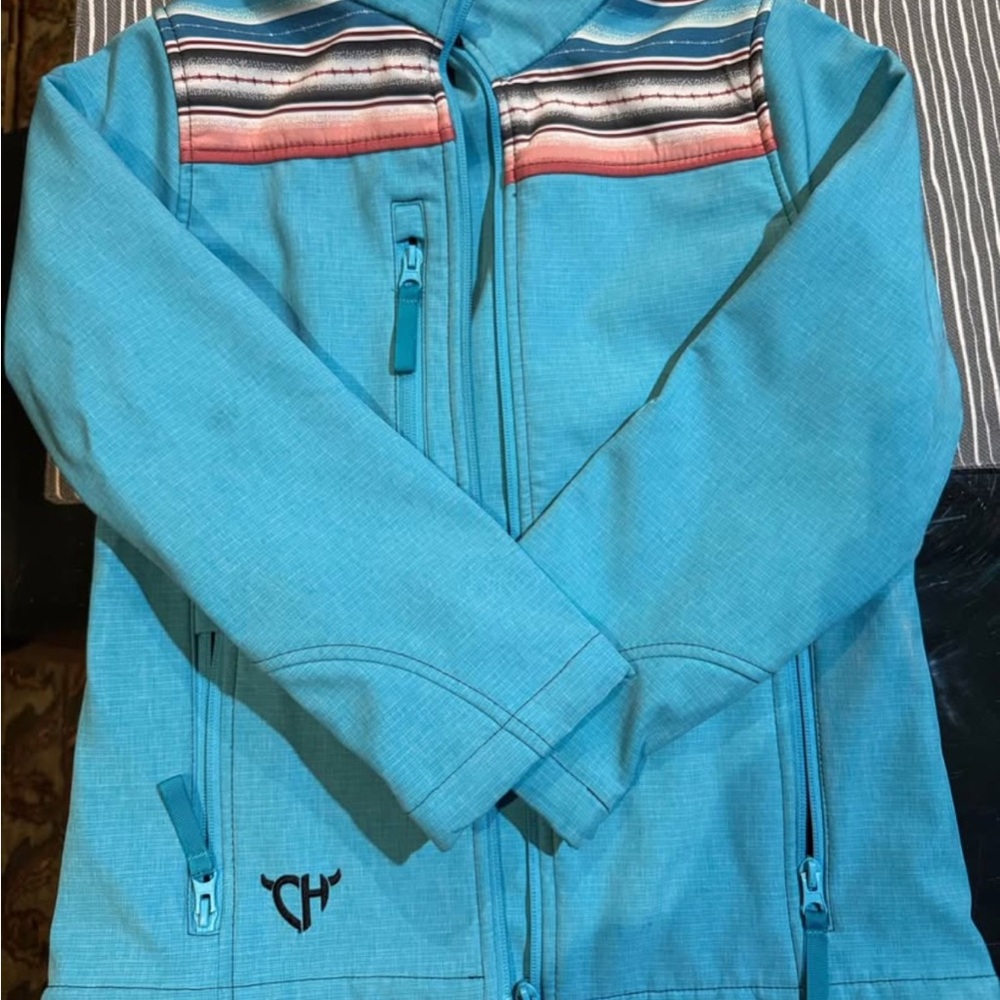 Vibrant Girls Cowgirl Hardware jacket with Playful Striped Collar